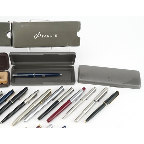 733 - Parker and other pens including 51 fountain, two Slimfolds with gold nibs and 45