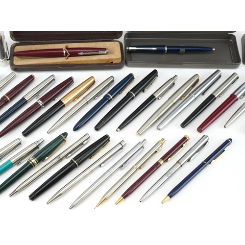 733 - Parker and other pens including 51 fountain, two Slimfolds with gold nibs and 45