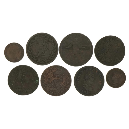 1559 - Antique coinage comprising two George III half pennies, 1773 and 1775, two half farthings, 1843 and ... 