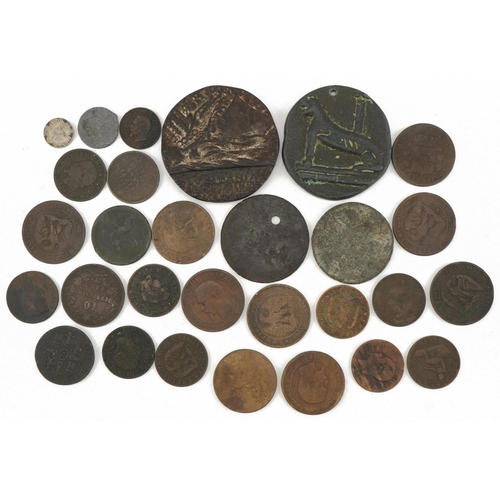 1555 - Collection of antique and later foreign coinage, predominantly French and various medallions includi... 