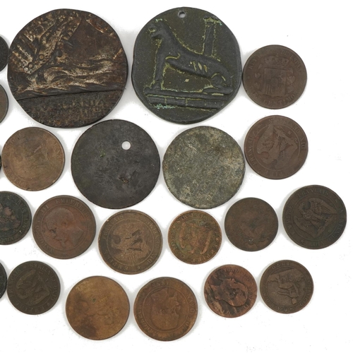 1555 - Collection of antique and later foreign coinage, predominantly French and various medallions includi... 