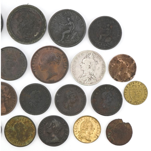 1556 - George III and later British coinage and tokens and an Edward VII silver coronation medal, including... 