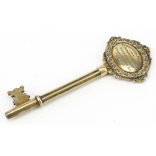 45 - Mappin & Webb, George V silver gilt key Presented to Beatrice Lady Lennard July 19th 1929, New Hospi... 