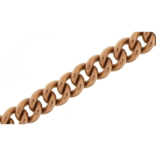 3018 - Victorian 9ct rose gold bracelet with dog clip clasp, 19cm in length, 26.0g