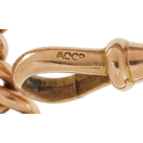 3018 - Victorian 9ct rose gold bracelet with dog clip clasp, 19cm in length, 26.0g