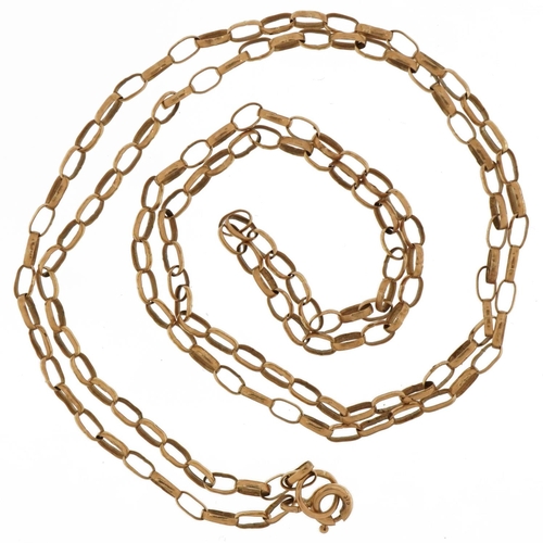 3481 - 9ct gold long Belcher link necklace, 56cm in length, 3.9g