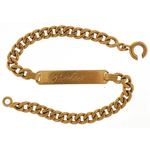 3466 - 18ct gold identity bracelet, 16cm in length, 5.0g