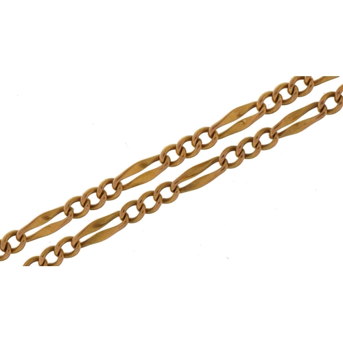 3424 - 9ct gold Figaro link necklace, 38cm in length, 4.2g