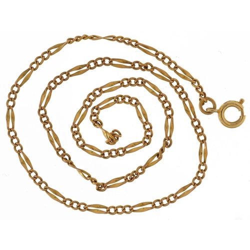 3424 - 9ct gold Figaro link necklace, 38cm in length, 4.2g