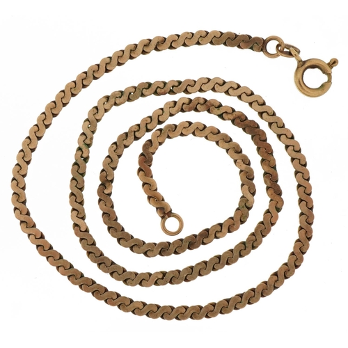 3503 - 9ct gold S link necklace, 40cm in length, 9.0g