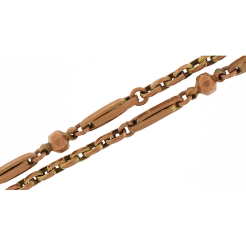 3098 - Victorian 9ct rose gold longuard chain, 138cm in length, 26.7g