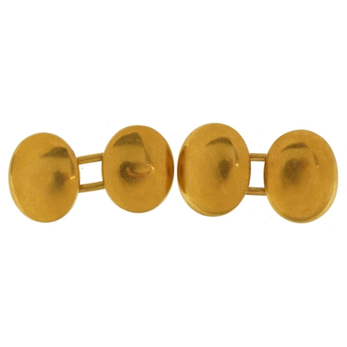 3136 - Pair of 18ct gold cufflinks, 2cm wide, 7.0g