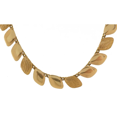 3074 - Modernist 9ct gold necklace, 42cm in length, 10.0g