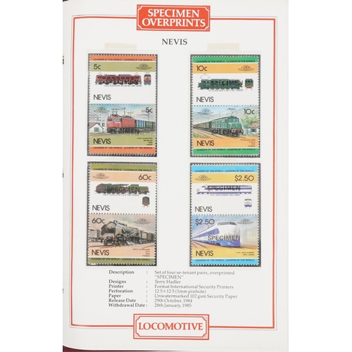 1703 - Collection of railway specimen stamps arranged in an album