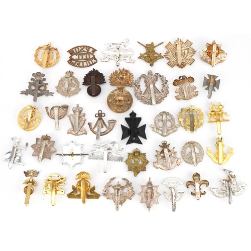 1385 - British military interest cap badges including Royal Army Service Corps, East Yorkshire, Royal Worce... 