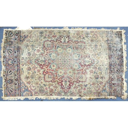 2198 - Rectangular cream ground rug having an all over floral design, 300cm x 165cm