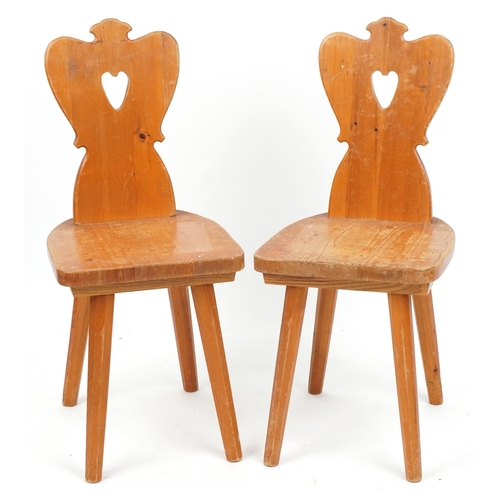 2147 - Pair of pine hall chairs, 83cm high