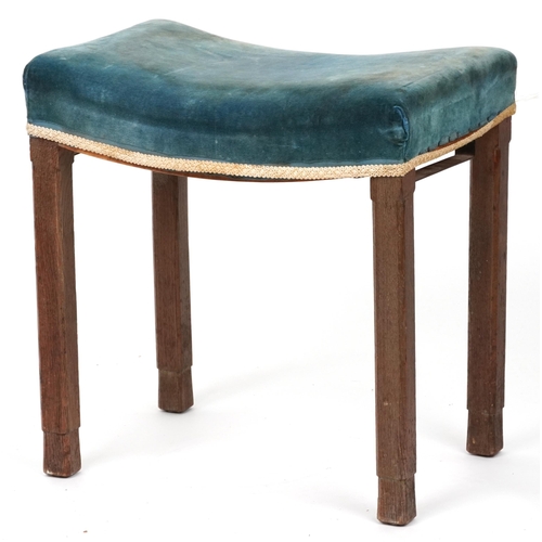 2137 - George VI limed oak coronation stool, impressed marks to the underside, 49cm H x 47cm W x 31.5cm D