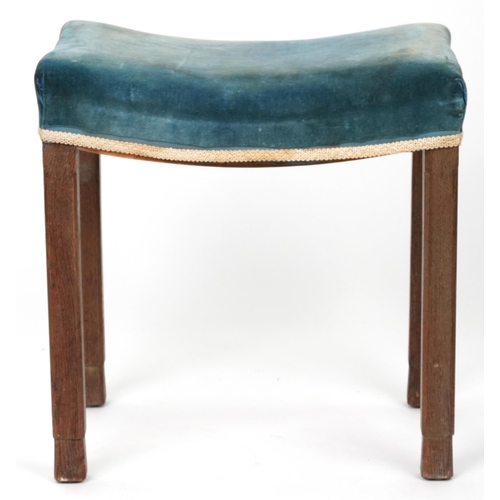 2137 - George VI limed oak coronation stool, impressed marks to the underside, 49cm H x 47cm W x 31.5cm D