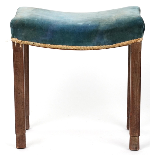 2137 - George VI limed oak coronation stool, impressed marks to the underside, 49cm H x 47cm W x 31.5cm D