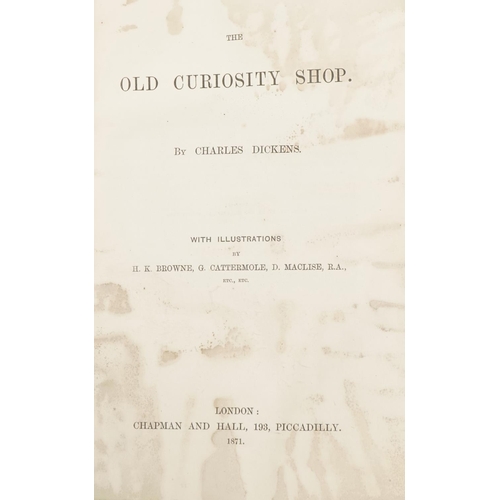 1502 - WITHDRAWN Six 19th century leather bound hardback books by Charles Dickens comprising Domby & Son, O... 