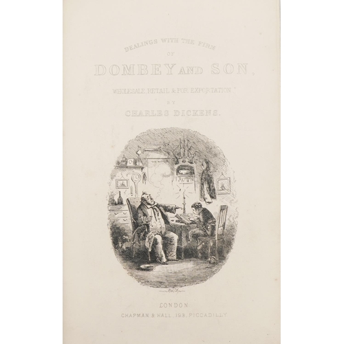 1502 - WITHDRAWN Six 19th century leather bound hardback books by Charles Dickens comprising Domby & Son, O... 