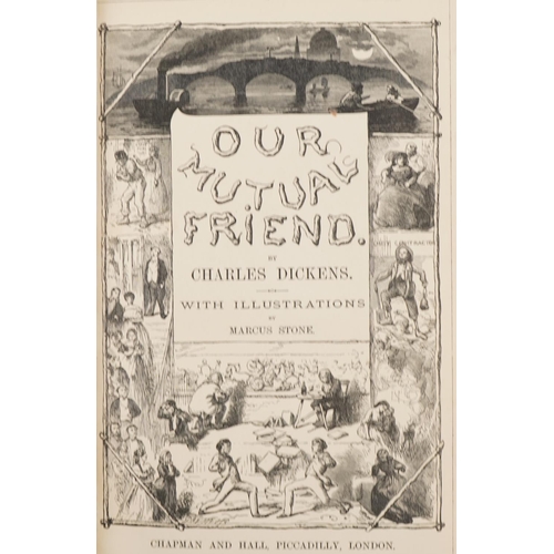 1502 - WITHDRAWN Six 19th century leather bound hardback books by Charles Dickens comprising Domby & Son, O... 