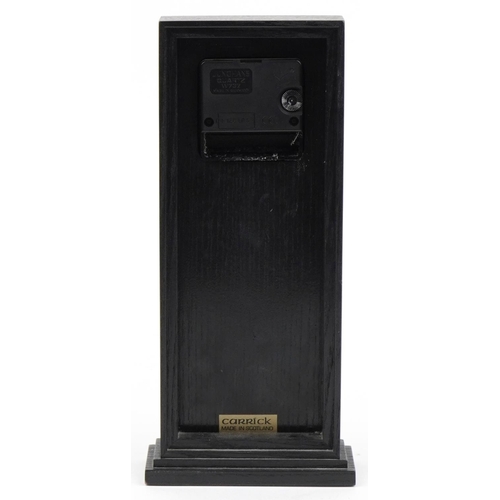 2376 - Art Nouveau style ebonised mantle clock in the manner of Charles Rennie Mackintosh with applied whit... 