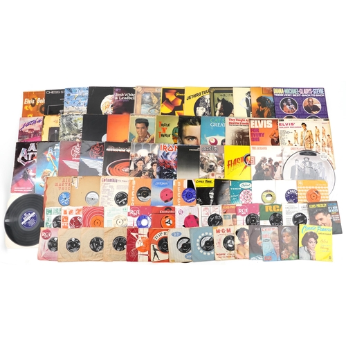 1034 - Vinyl LP records, picture disc and 45rpms including The Jacksons, Prodigy, Iron Maiden, Status Quo, ... 