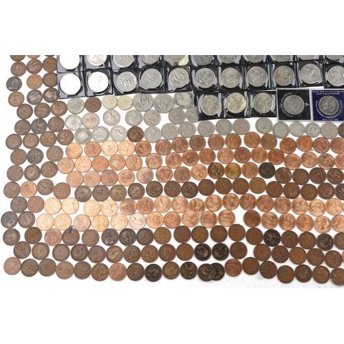 1599 - Collection of Victorian and later British coinage, some pre 1947, including commemorative crowns, pe... 