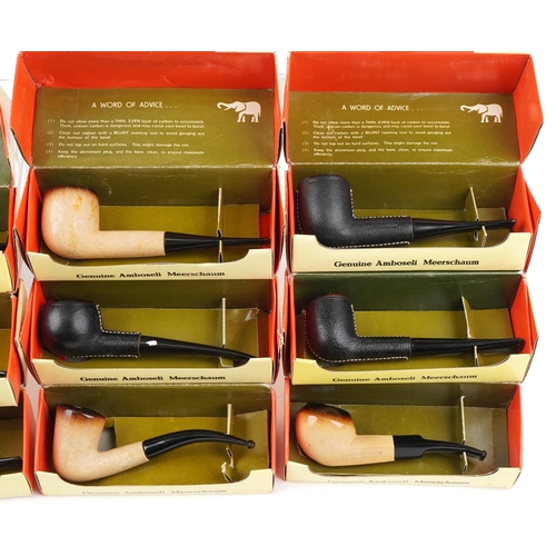 1315 - Twelve Tanganyika Meerschaum tobacco smoking pipes with boxes by Amboseli