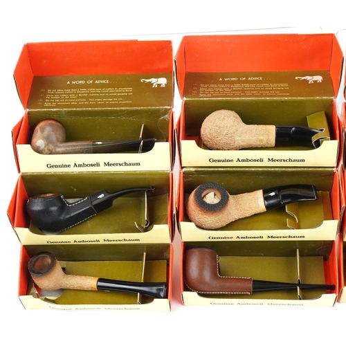 1303 - Twelve Tanganyika Meerschaum tobacco smoking pipes with boxes by Amboseli