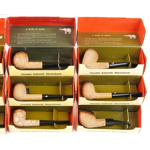 1303 - Twelve Tanganyika Meerschaum tobacco smoking pipes with boxes by Amboseli