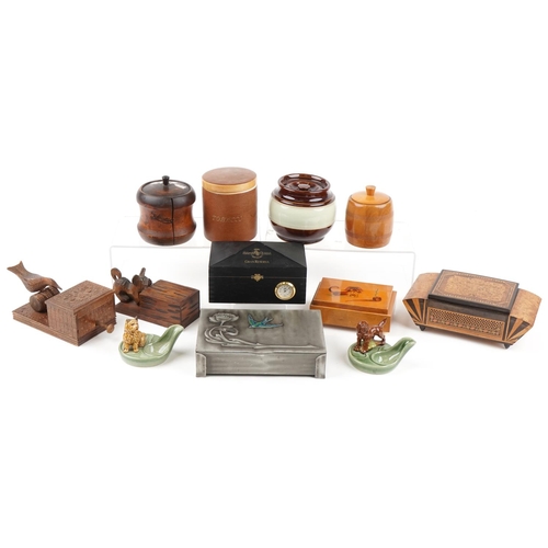 1329 - Smoking collectables including tobacco boxes, cigarette dispensers, Santa Clara Gran Reserva humidor... 