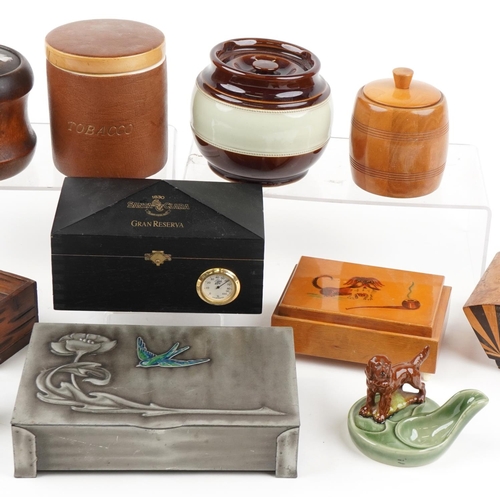 1329 - Smoking collectables including tobacco boxes, cigarette dispensers, Santa Clara Gran Reserva humidor... 