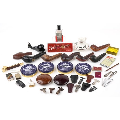 1308 - Vintage and later smoking accessories including Dunhill pipe reamer, Meerschaum pipe cases, pipe sta... 