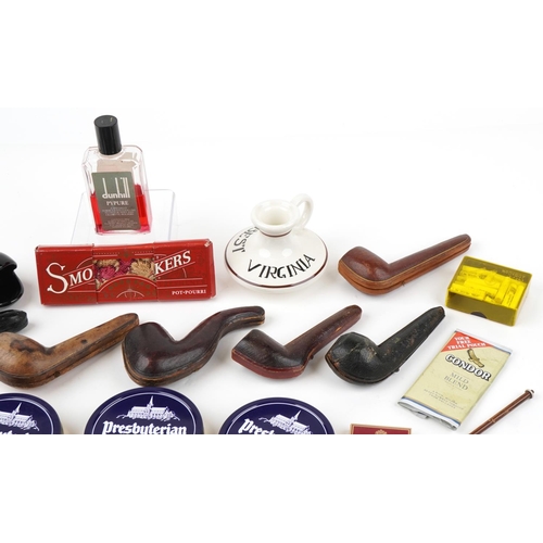 1308 - Vintage and later smoking accessories including Dunhill pipe reamer, Meerschaum pipe cases, pipe sta... 