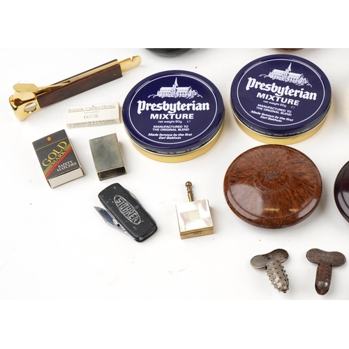 1308 - Vintage and later smoking accessories including Dunhill pipe reamer, Meerschaum pipe cases, pipe sta... 