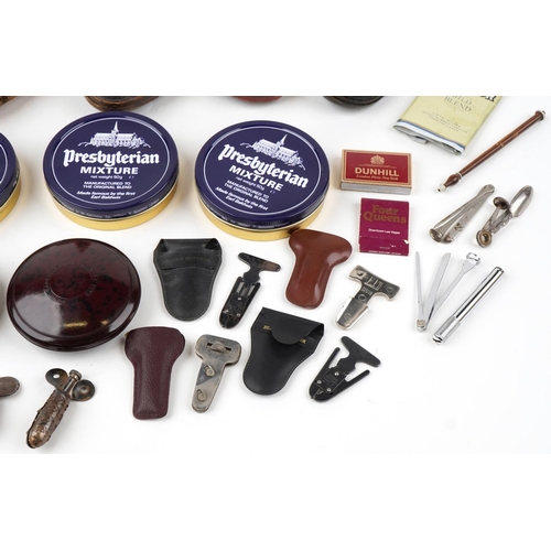 1308 - Vintage and later smoking accessories including Dunhill pipe reamer, Meerschaum pipe cases, pipe sta... 