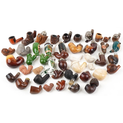 1309 - Collection of 19th century and later tobacco smoking pipe bowls including block Meerschaum, briar an... 