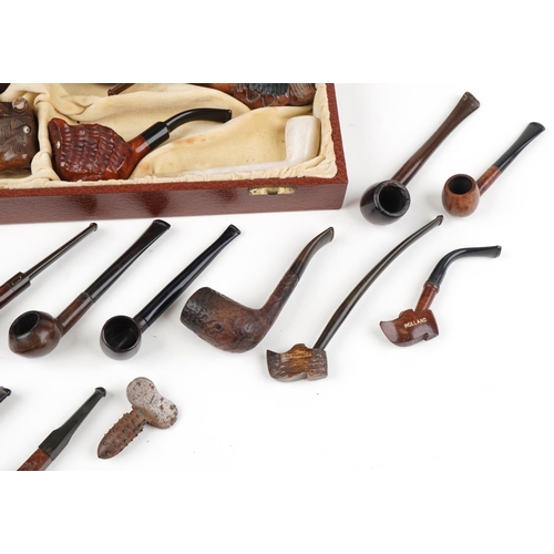 1326 - Collection of vintage and later tobacco smoking pipes, some briar, including Citizen, New Bond and e... 