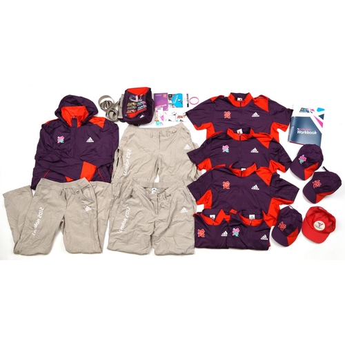 2666 - Sporting interest collectables, predominantly London 2012 Olympics including clothes, hats and pin b... 