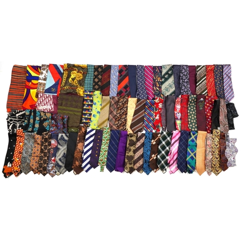 1070 - Collection of vintage and later ties and scarves, some silk, including Hermes, Christian Dior, Tommy... 