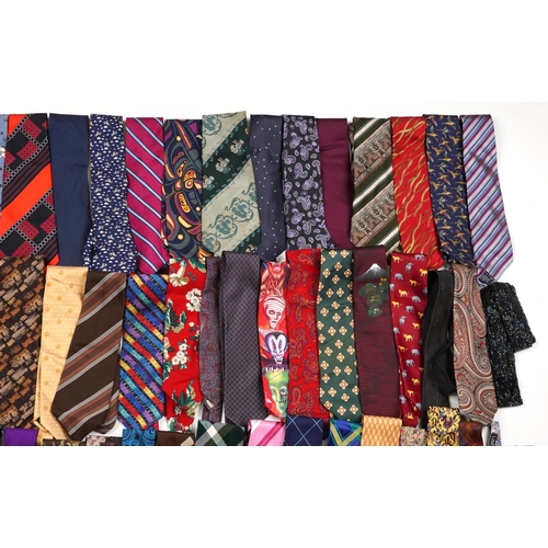 1070 - Collection of vintage and later ties and scarves, some silk, including Hermes, Christian Dior, Tommy... 