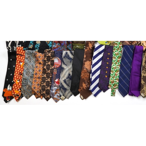 1070 - Collection of vintage and later ties and scarves, some silk, including Hermes, Christian Dior, Tommy... 