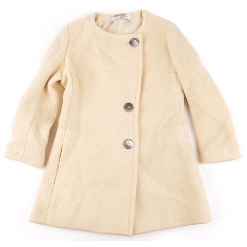 1101 - Vintage Jaeger cream woollen coat, size 12-14