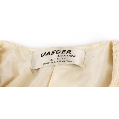 1101 - Vintage Jaeger cream woollen coat, size 12-14