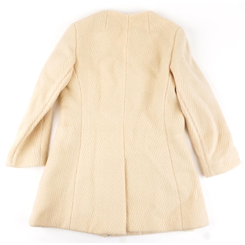 1101 - Vintage Jaeger cream woollen coat, size 12-14