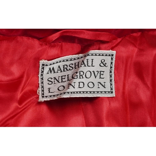 1105 - Vintage Marshall & Snelgrove London red velvet coat, size M