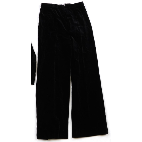 1100 - Vintage Jaeger black velvet trouser suit, size 12-14